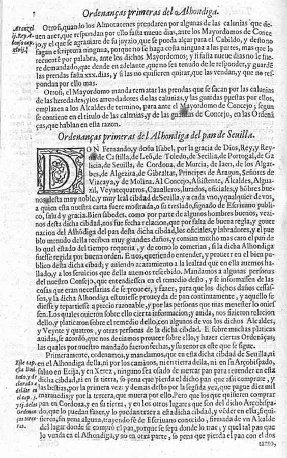 Las ordenanzas de Sevilla de 1492